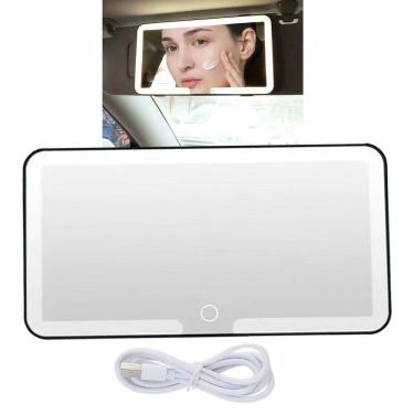 Imagem de Espelho de Carro Quebra Sol Maquiagem Led 3 Cores Sem Fio Iluminaçao Interna