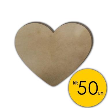 Imagem de Kit 50 Corações Decorativos Aplique Mdf 3Mm Corte Laser
