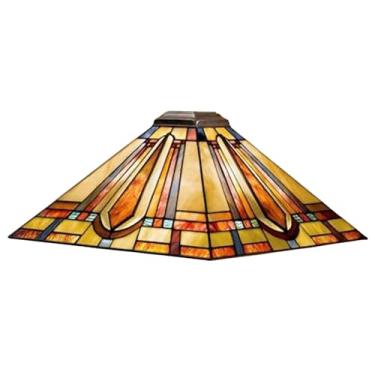 Imagem de errzom Abajur Tiffany De 16" Largura, Acessórios Reposição, Apenas Âmbar Marrom, Estilo Missão, Vitral Quadrado, Vintage, Feito À Mão, Capa Luz Para Mesa, Pendente Chão