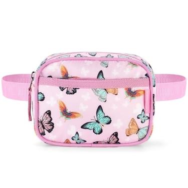 Imagem de Choco Mocha Pochete infantil para meninas, pochete infantil de 2 a 4 anos, bolsa de cinto para meninas pequenas, Borboleta, rosa, 7.1 x 5.3 x 2.1 inches