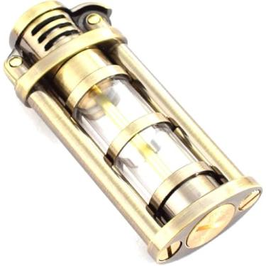 Imagem de Isqueiro Vintage A Querosene Com Tanque De Óleo Transparente Recarregável Isqueiro Antigo Roda De Ignição De Chama Macia Homem Presentes Isqueiro, Gold