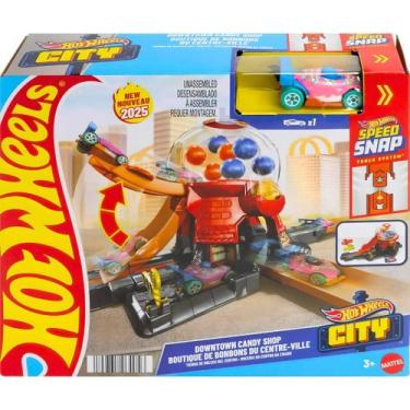 Imagem de Hot Wheels Pista City Downtown Loja de Doces JBM62 Mattel, Azul