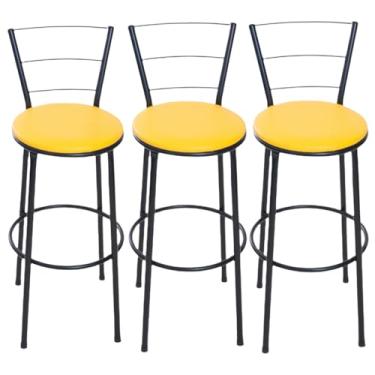 Imagem de 3 BANQUETAS ALTA 3 ARAME -Adequado para decorar o quarto e sala de estar.(AMARELO)