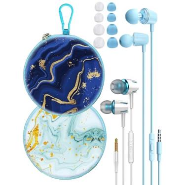 Imagem de GOGOSINIS Conjunto de 2 conjuntos de fones de ouvido com estojo para crianças para escola, estojo de transporte de fones de ouvido com fio e pontas de ouvido de tamanho pequeno, fones de ouvido com