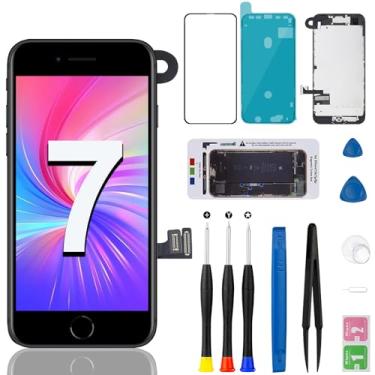 Imagem de Substituição de tela para iPhone 7 com cabo flexível para alto-falante de ouvido, câmera frontal, sensor de proximidade, botão home, display LCD, kit de ferramentas de reparo digitalizador 3D Touch