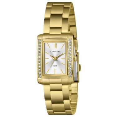 Imagem de Relógio Lince Feminino Ref: Lqg4827l26 S1kx Retangular Dourado