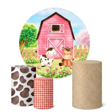 Imagem de Trio Capas Cilindro + Painel Sublimado 1,50m Fazendinha (K1FZD036)