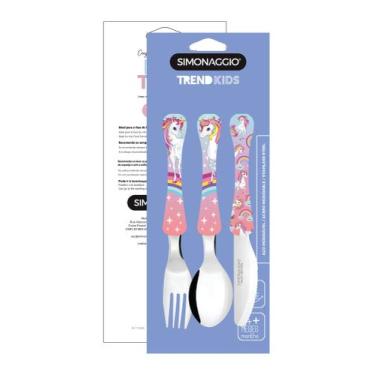 Imagem de Talher Infantil Stitch Verde Disney Inox Simonaggio, UNICORNIO