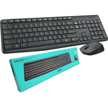 Imagem de Kit Mouse E Teclado Sem Fio Slim Grafite Logitech Mk235