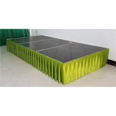 Imagem de Saia de mesa plissada branca, cortinas para cenário de casamento, toalhas de mesa, cobertura de mesa, palco de casamento para festa de evento, verde, A150cm x C300cm