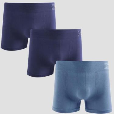 Imagem de Kit 3 Cuecas Boxer Masculina Zee Rucci Microfibra Sem Costura Lisa - Z