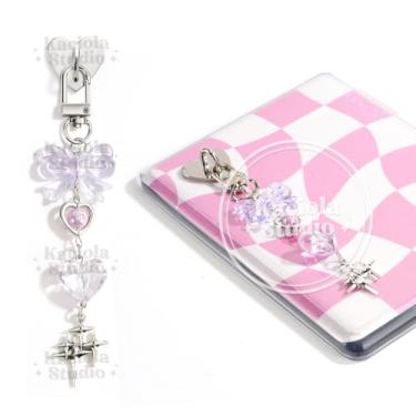 Imagem de Kaciola Correntes de berloque para Kindle, pingente de laço roxo fofo e-reader pulseiras de telefone acessórios presente para leitores amantes de livros mulheres homens, pingentes compatíveis com