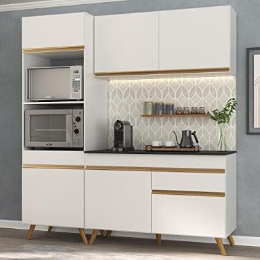 Imagem de Cozinha Compacta 3 peças com Armário e Balcão Mp3694 Veneza Gw Multimóveis Branca
