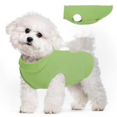 Imagem de Colete de lã para cães - verde, P - moletom quente e elástico, leve, design pulôver, roupas chihuahua, papillon, pomeranian