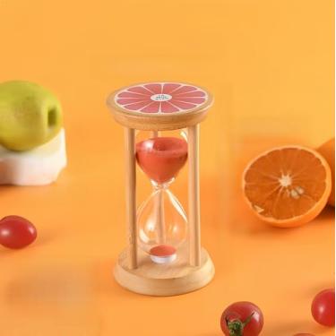 Imagem de Temporizador de Areia de Bambu Colorido Ampulheta Temporizador de Madeira Sandglass Reloj de Arena 30Min Relógio de Areia para Jogos de Escova de Dentes Sala de Aula Casa Escritório Cozinha (Rosa, 30