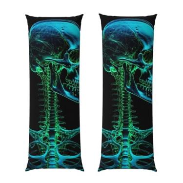 Imagem de Capa de travesseiro corporal com zíper oculto, fronha longa de microfibra macia e respirável para travesseiro corporal, capas de travesseiro de esqueleto verde para dormir, presente de cama, capa de
