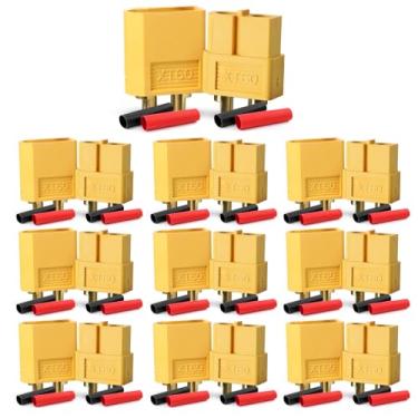 Imagem de MADCATZ (10 pares) Conectores XT60 com tubo termorretrátil macho e fêmea Nylon de alta temperatura e banhado a ouro para RC, FPV Drones, ESC, bateria Lipo (20 peças)