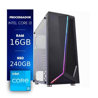 Imagem de Computador Gamer CertoX Brave 1027 PW Core I3 8100 16GB DDR4 240GB SSD Acrílico Linux