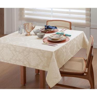 Imagem de Toalha De Mesa 2,20 Metros E Meio Jacquard Palha 6 Lugares