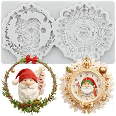 Imagem de CANYANGMOLD Moldes de silicone para fondant de relógio de Papai Noel para decoração de bolos, enfeite de cupcake, pasta de chiclete de chocolate, argila de polímero