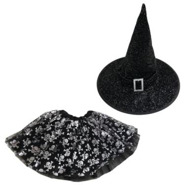 Imagem de Kit Fantasia Saia de Caveira e Chapéu com Brilho - Halloween