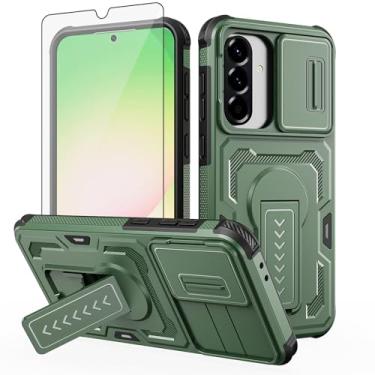 Imagem de Capa de celular para Samsung Galaxy A26 5G/A17 com película protetora de tela de corpo inteiro de grau militar resistente à prova de choque com suporte de suporte protetor celular A 26 26A 17 LTE