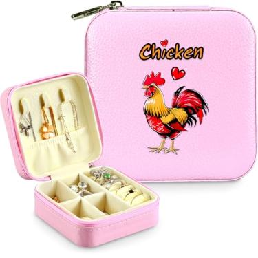Imagem de BJDAMAI Caixa de joias, presentes de frango para adolescentes, adolescentes, crianças, 6, 7, 8, 9, 10, 11, 12, 12, para amantes de frango, acessórios, decoração de coisas, anel de viagem, brincos