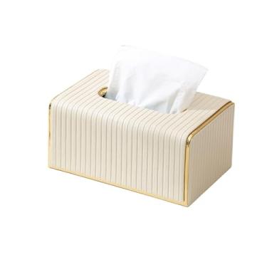 Imagem de Capa para caixa de lenços de papel Porta-lenços de luxo leve, guardanapo couro, dispensador facial, decoração para casa, banheiro, cozinha, quarto, escritório(Branco)