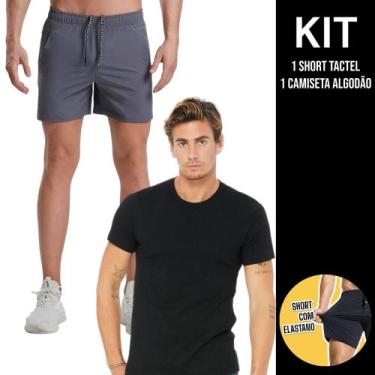 Imagem de Kit Camiseta Masculina ALGODÃO Camisa Academia Corrida Casual + Shorts