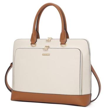 Imagem de Maleta de couro CLUCI para mulheres, laptop de 15,6", vintage, marrom