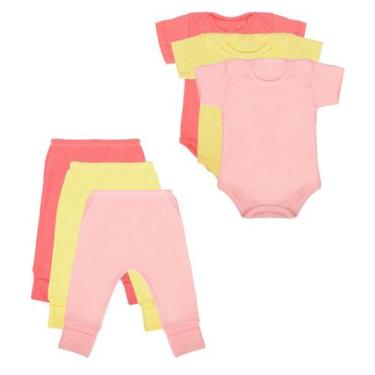 Imagem de Roupa de Bebê Body e Calça Mijão Kit 6 Peças Manga Curta Feminino - DC