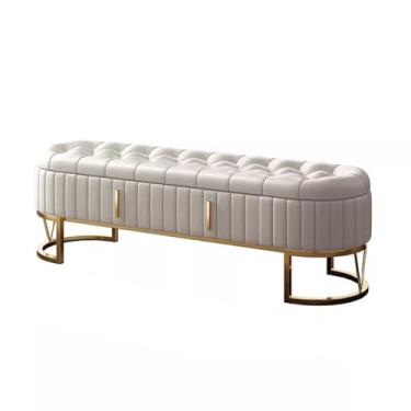 Imagem de Banco de armazenamento no final da cama, banco de cabeceira para quarto, banco de cabeceira para sofá, banco longo, bengaleiro, sofá, banco de armazenamento, banco de cama (bege, grande)