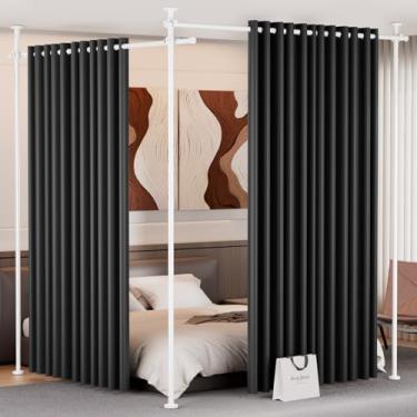 Imagem de Divisor de sala para separação de ambiente (71-289 cm L), varões de cortina sem perfuração para janelas, haste de tensão independente do painel divisor de sala, divisória de tela de privacidade para