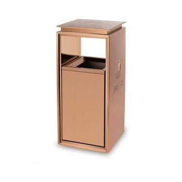 Imagem de Caixotes de lixo para ambientes externos, lixeira quadrada de metal com aberturas de dois lados, balde de lixo comercial doméstico moderno balde de armazenamento de lixo (grande)