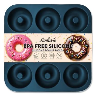 Imagem de FUNLAVIE Forma grande de silicone para assar, moldes de donut de silicone antiaderente de grau alimentício com 9 cavidades, forma de rosquinha e formas de bagel para assar e cozinhar, livre de BPA 29