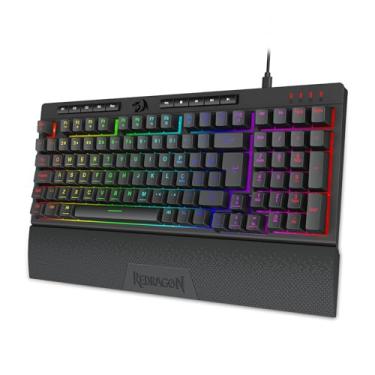 Imagem de Teclado Membrana Gamer Redragon Shiva 98 RGB Preto com Apoio de Pulso K515-RGB PT