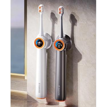 Imagem de RANVOO Escova de dentes elétrica vibratória e fio dental 2 em 1 bolha sônica, 100% de remoção de placa, branca para proteção de gengivas dentárias ortodônticas, presente recarregável com 2 cabeças de