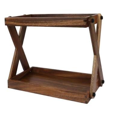 Imagem de Fenteer Prateleira de de madeira, prateleira de cozinha, resistente, retrô, de madeira, organizador de estação de café para balcão, escritório, sala