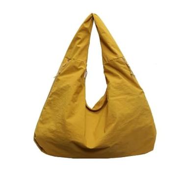 Imagem de Bolsas femininas folgadas drapeadas e despojadas Hobo bolsa de ombro grande Hobo nylon ombro axila bolsa esportiva de viagem, Amarelo, One Size
