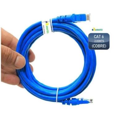 Imagem de Cabo De Rede Cat 6 2 Metros 2m Patch Cord Rj45 Lan Internet