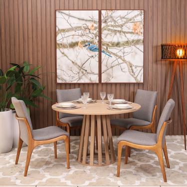 Imagem de Kit Mesa De Jantar Redonda 120cm Gabi Jade Com 4 Cadeiras Garbo Cinza Escuro