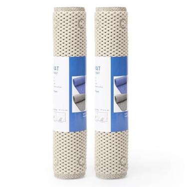 Imagem de Tapete de banho para banheiras 91 x 43 cm, tapete de banheira antiderrapante, tapetes de banho de espuma macia para banheira, tapete de banheira com orifícios de drenagem, ventosas (marfim, 91 cm x 43