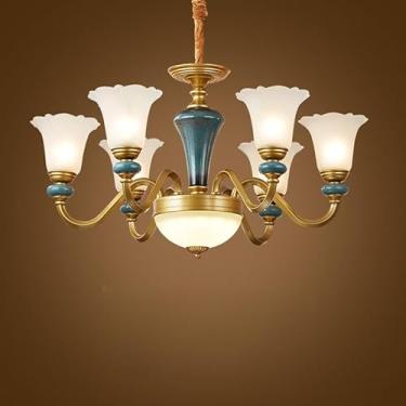 Imagem de Lâmpada Pendente Lustre LED Retro Cerâmica (C 3 Luzes) - Para Sala De Estar, Quarto, Estudo, Restaurante, Hotel, Café & Villa (L 6 luzes)