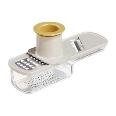 Imagem de DimyFew Ralador de alho e gengibre, ferramenta de cozinha, fatiador de alho portátil para de wasabi, sala de jantar, Bege Branco