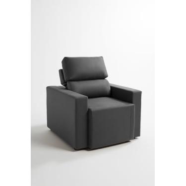 Imagem de Poltrona da Vovó Reclinável e Retrátil Vira Cama 90cm Suede Veludo Ivone (Preto)