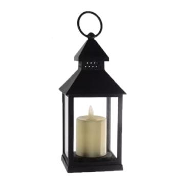 Imagem de Lanternas de Vela e Lamparinas Decorativas Candlestick tipo lanterna Led romântico para decoração de festa(6,Preto)