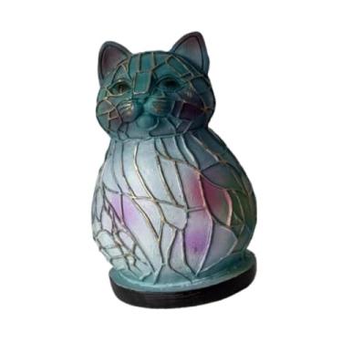 Imagem de Generic Estatueta de gato, luz noturna, decoração artística, escultura de resina, luminária de mesa, iluminação LED para quarto, escritório, presente, sala de