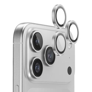 Imagem de FLOLAB Protetor de lente de câmera NanoArmour antirreflexo para iPhone 17 Pro Max/iPhone 17 Pro - Vidro temperado durável com anel de alumínio, TruColors, ultratransparente, fácil instalação - Prata