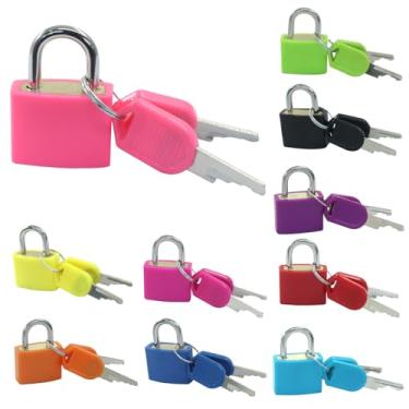 Imagem de Hordion 20 cadeados de bagagem com chaves, pequeno cadeado com chave, multicolorido, mini cadeado com chave, malas de viagem, escola, academia, armário, caixa de ferramentas