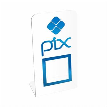 Imagem de Placa Pix QR Code Display Para Pagamentos Acrílico 3mm (transparente + azul)